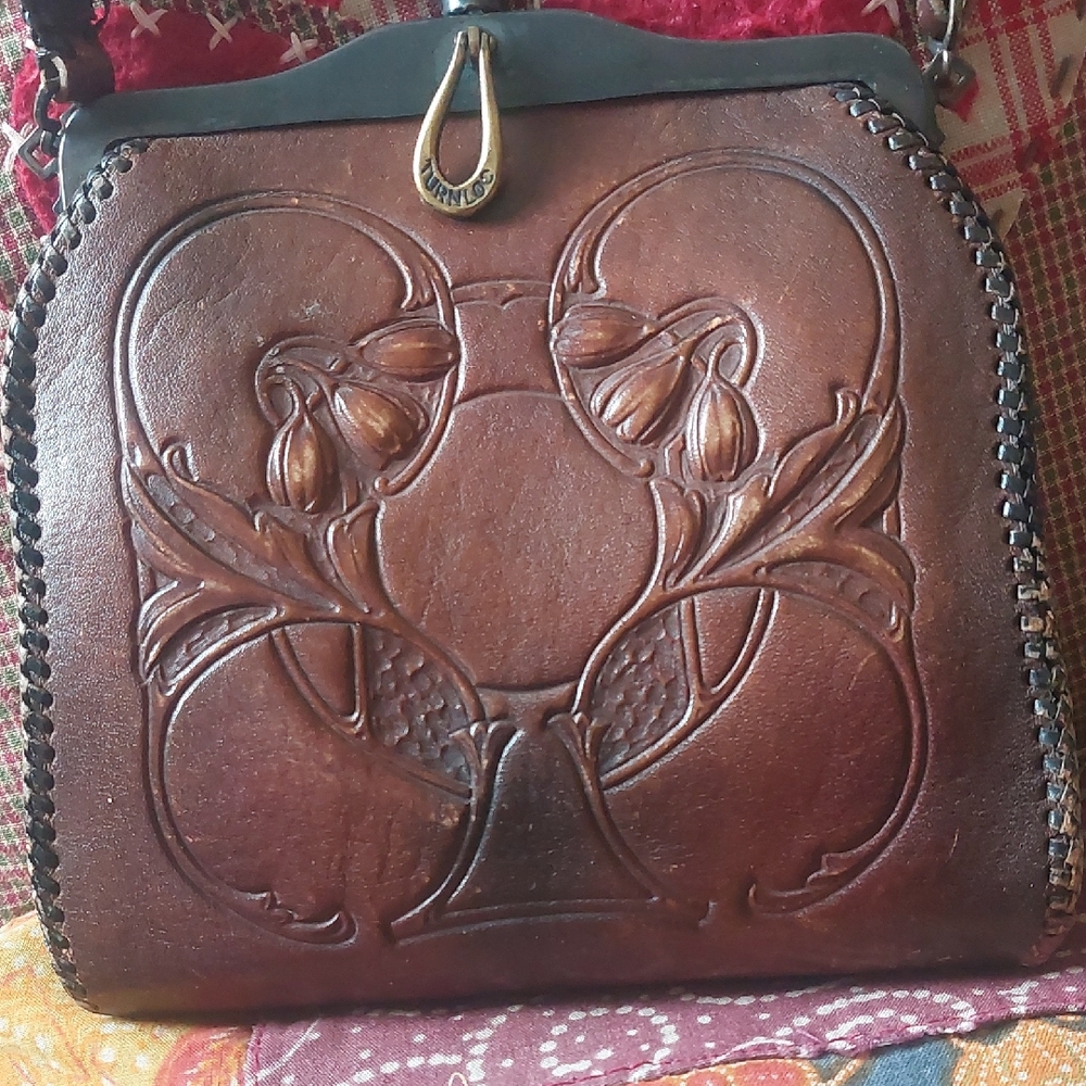 Antique Tooled 1918 Leather Mini Bag